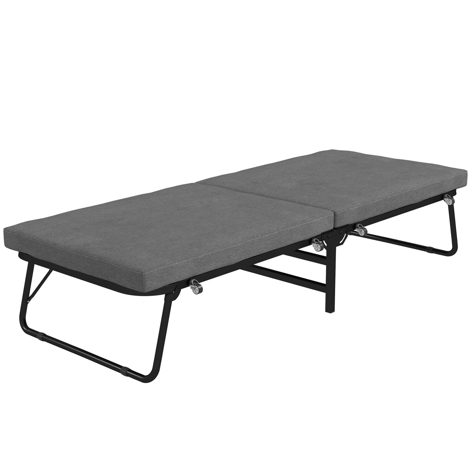 HOMCOM Klappbett Gästebett Klappbar Leinen Dunkelgrau 190L x 70B x 38H cm