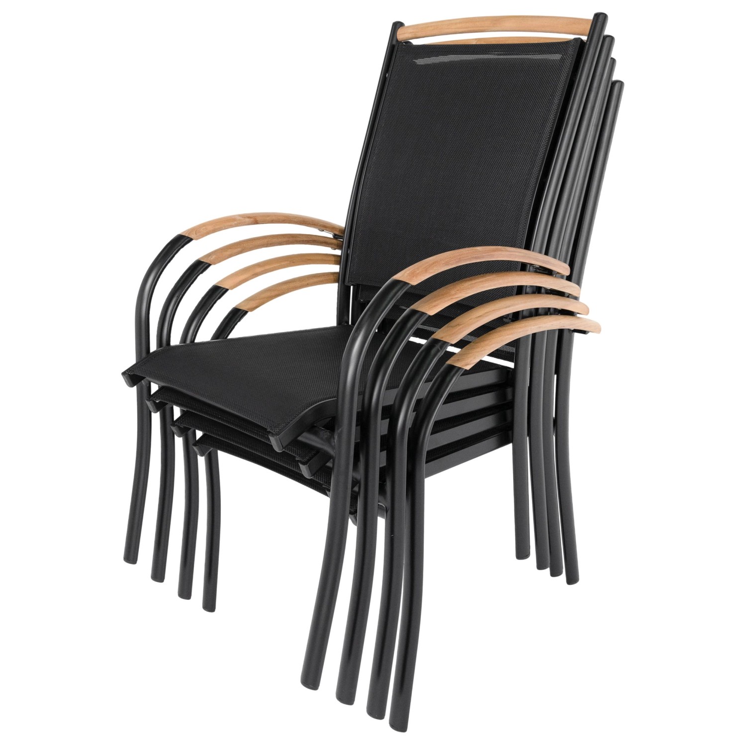 ib style Gartenstuhl 4er Set Diplomat Stapelstuhl aus Aluminium und Teakhol günstig online kaufen