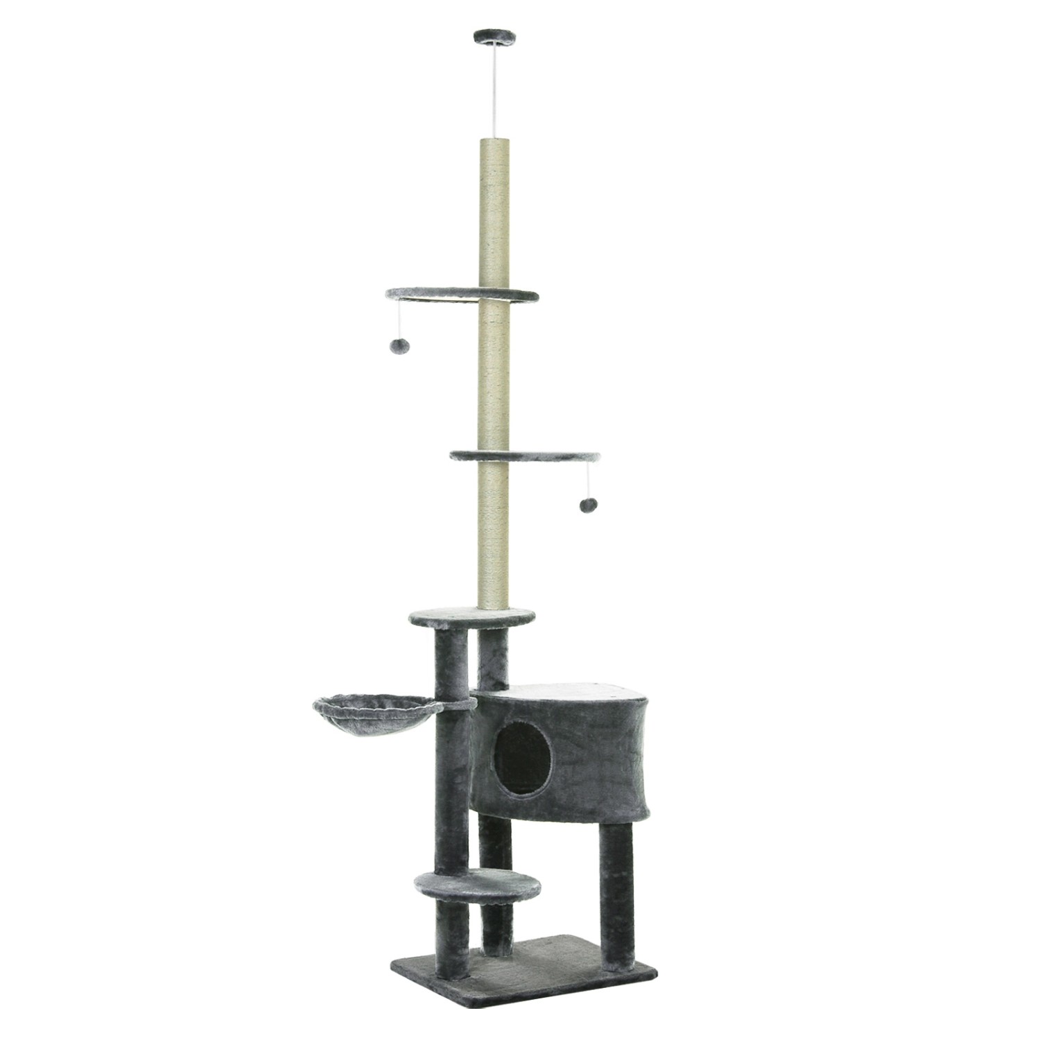 PawHut Kratzbaum Deckenhoch 220-265cm mit Sisalsäulen Spielball