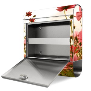 Banjado Design Briefkasten Silber Pulverbeschichtet 39x47x14cm 2 Schluessel Mit Zeitungsfach Motiv Zwischen Baeumen