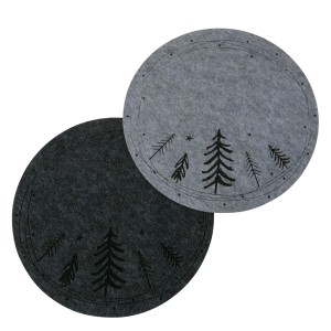 Boltze Tischsets Oslo, 2er-Set, grau und anthrazit, mit Tannenbaum-Motiv, Weihnachtsdekoration.
