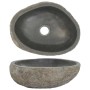 DELUKE Naturstein Waschbecken Oval Flussstein Aufsatzwaschbecken Waschschale Waschtisch Handwaschbecken Oval 29-38cm