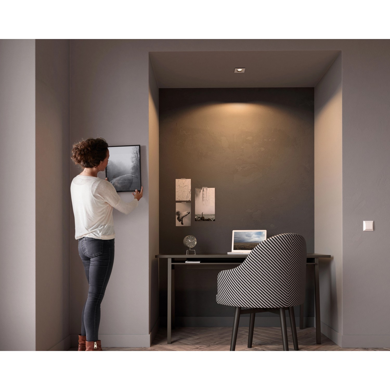 Philips Hue LED-Einbauspot Milliskin inkl. Dimmschalter rechteckig Silber