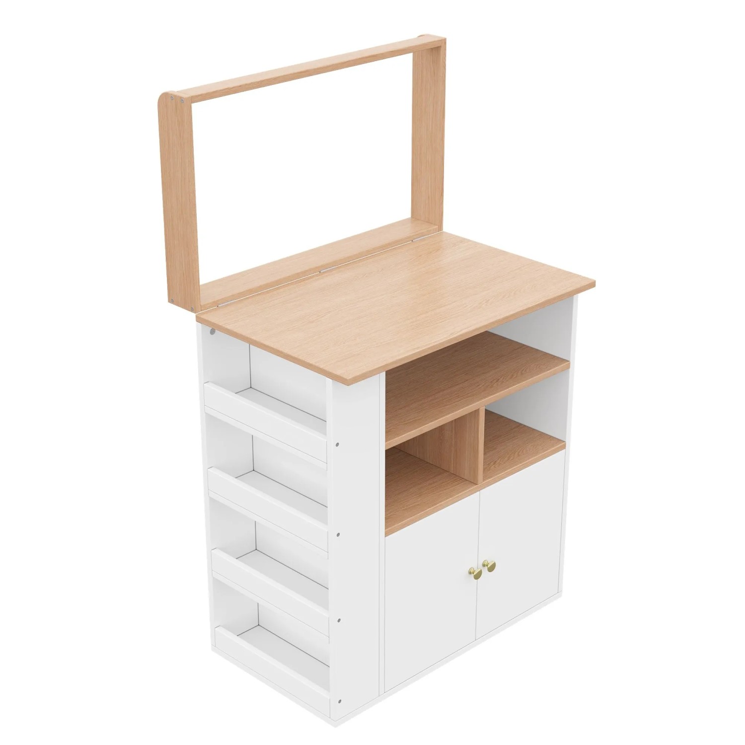 Merax 2-in-1 Baby-Wickelkommode mit Stauraum und Schubladen  Holzoptik Weiß