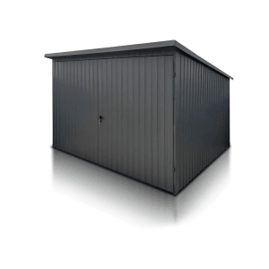 Liderstal Gerätehaus Standard aus Blech 300 x 300 cm Pultdach Vertikalprofil Graphit