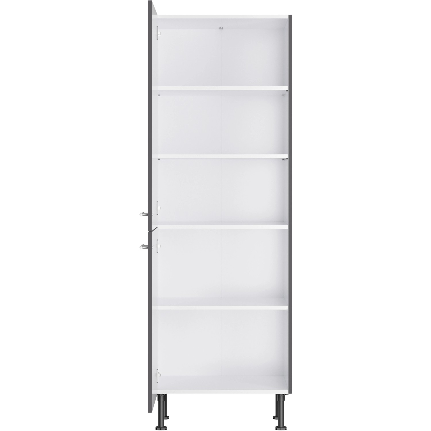 Optifit Midischrank Ingvar420, 60 cm breit, anthrazit matt, mit offenen Türen und Einlegeböden.