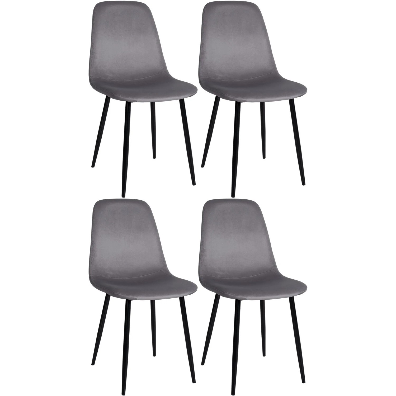 DELUKE Esszimmerstühle 4er Set MOVI Dunkelgrau Samt Metall 88x44x51cm Strapazierfähig Küchenstühle Wohnzimmerstühle