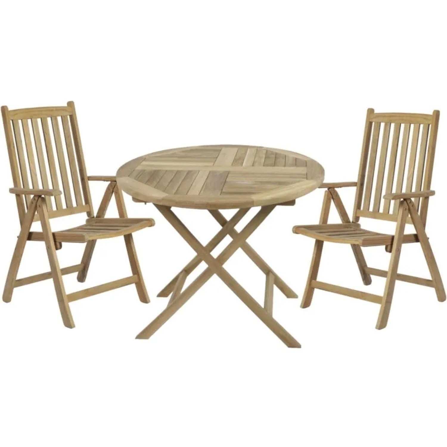 DELUKE Balkonmöbel-Set MILOS 3-tlg. Teak Teakbraun Gartenmöbel-Set Garten-Sitzgruppe Essgruppe Balkon-Set Stühle B Tisch