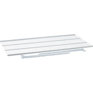 Metall-Drahtboden-Set, 43x80,5 cm, weiß-alu, für Regale. Inkl. Winkelträger.