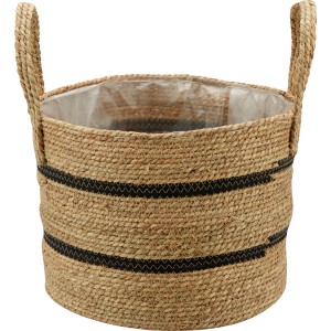 Pflanzkorb aus Seegras, naturfarben mit schwarzen Streifen, Ø 26 cm.