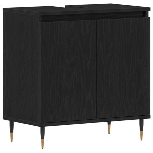 vidaXL Waschbeckenschrank in Schwarz Eichen-Optik mit zwei Türen und Füßen.