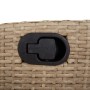 Detailaufnahme: Verstellbarer Griff am beigen Poly Rattan Gartenstuhl der vidaXL Essgruppe.
