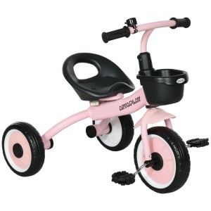 AIYAPLAY Dreirad mit verstellbarem Sitz, rosa. Kinderrad mit Korb und Klingel.