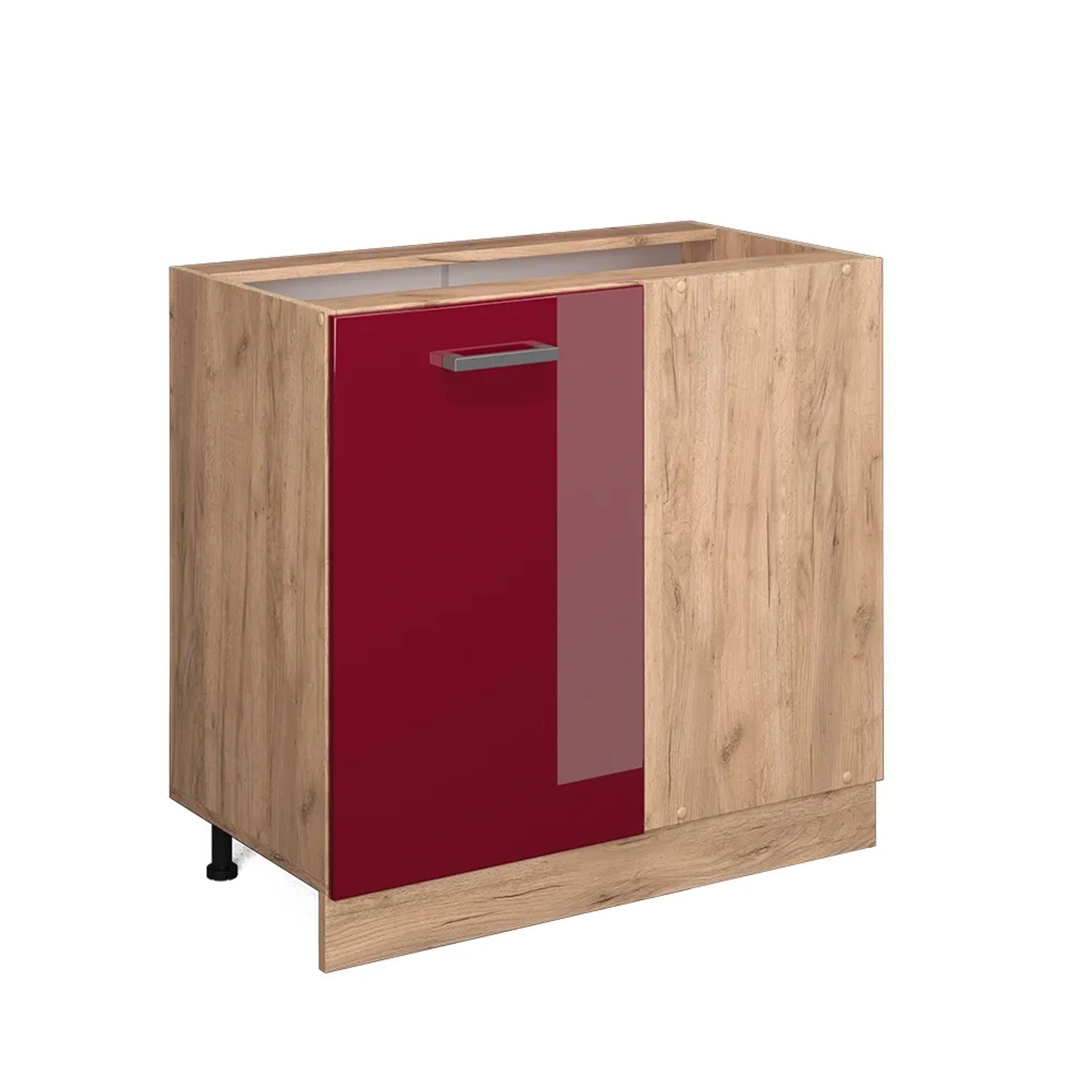 Vicco Eckunterschrank R-Line Bordeaux Hochglanz/Goldkraft Eiche 86 cm ohne Arbeitsplatte