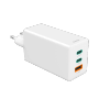 Weißes Hama Schnellladegerät Mini GaN mit 2 USB-C und 1 USB-A Anschluss. 100W Leistung.