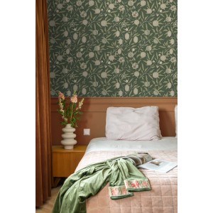 ESTAhome Tapete Exotischen Früchten Und Blättern Dunkelgrün Und Taupe 50 X 900 Cm 131174