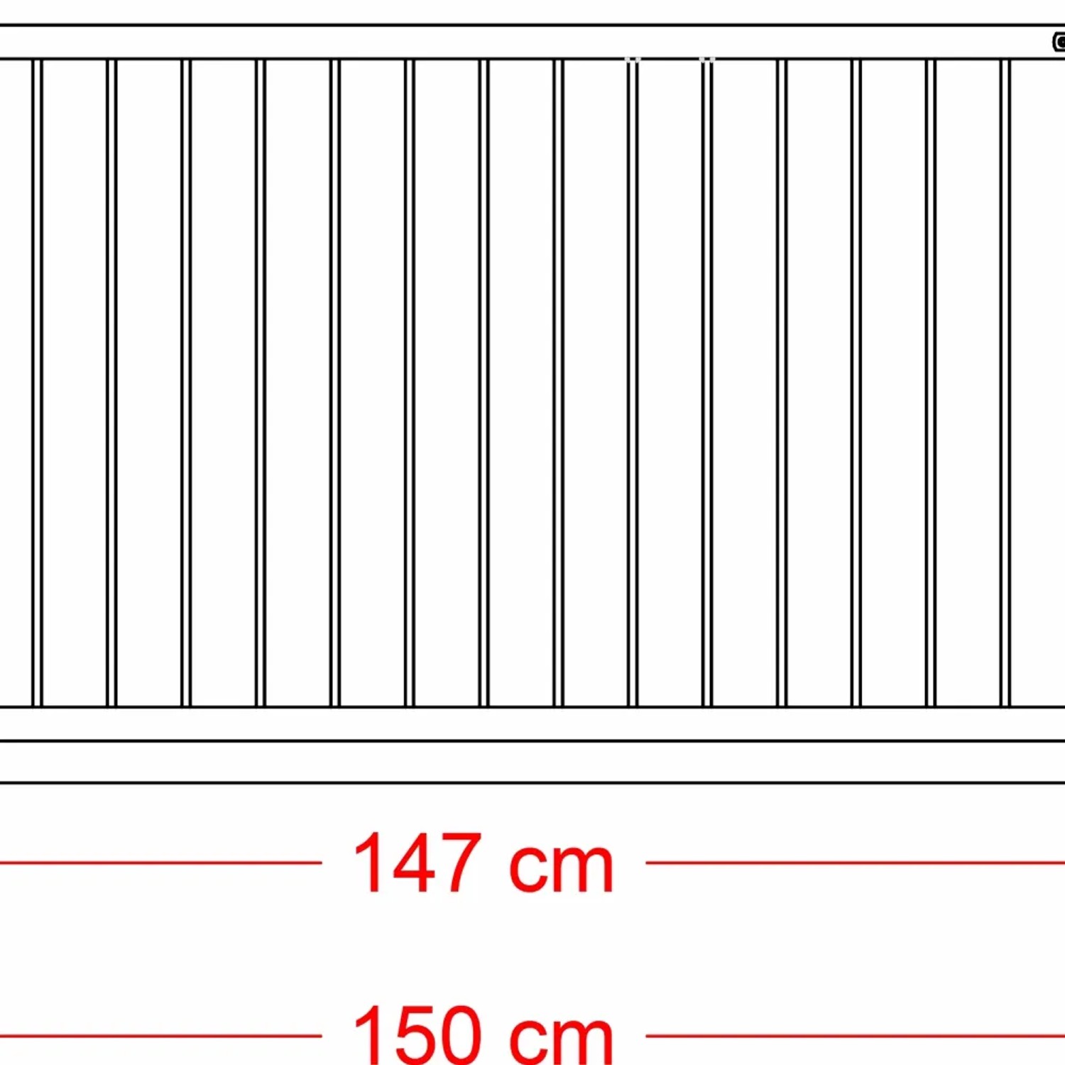 Schwarzes Gartentor Basic aus Stahl, 150x85 cm, mit senkrechten Stäben.