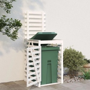 DELUKE 1er Mülltonnenbox Kiefernholz BOUMI 84x90x128,5cm Weiß Mülltonnenverkleidung Für 1 Tonne Müllbox Aus Holz