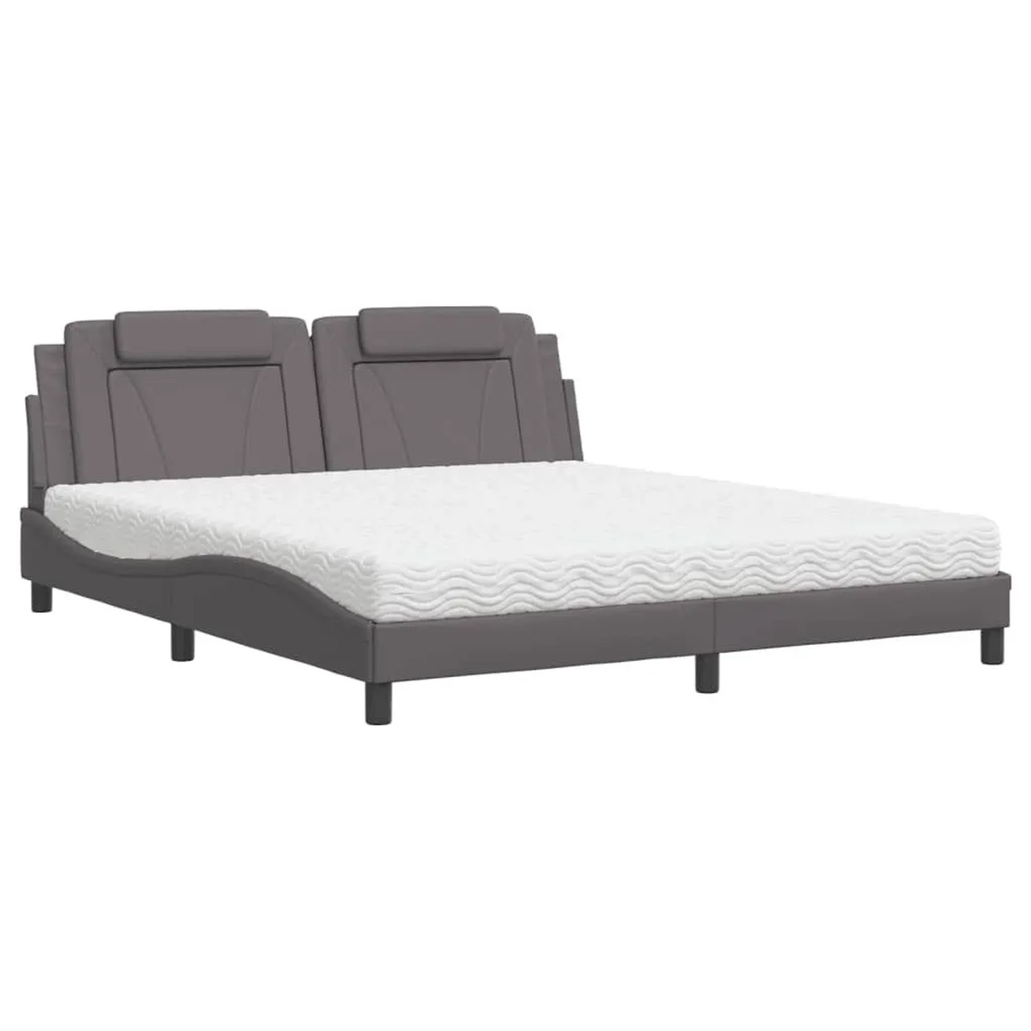 vidaXL Bett Viana mit Matratze Grau 180x200 cm Kunstleder 3208813