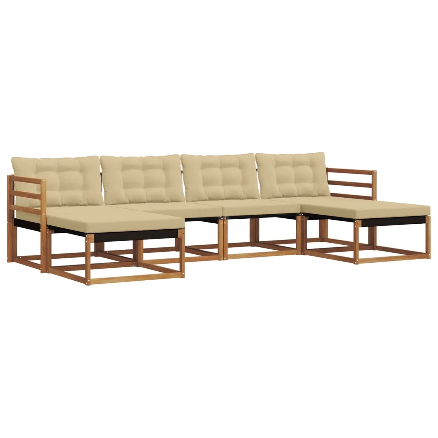 vidaXL Outdoor-Sofagarnitur mit Kissen 6-Tlg Natur und Beige 3369712