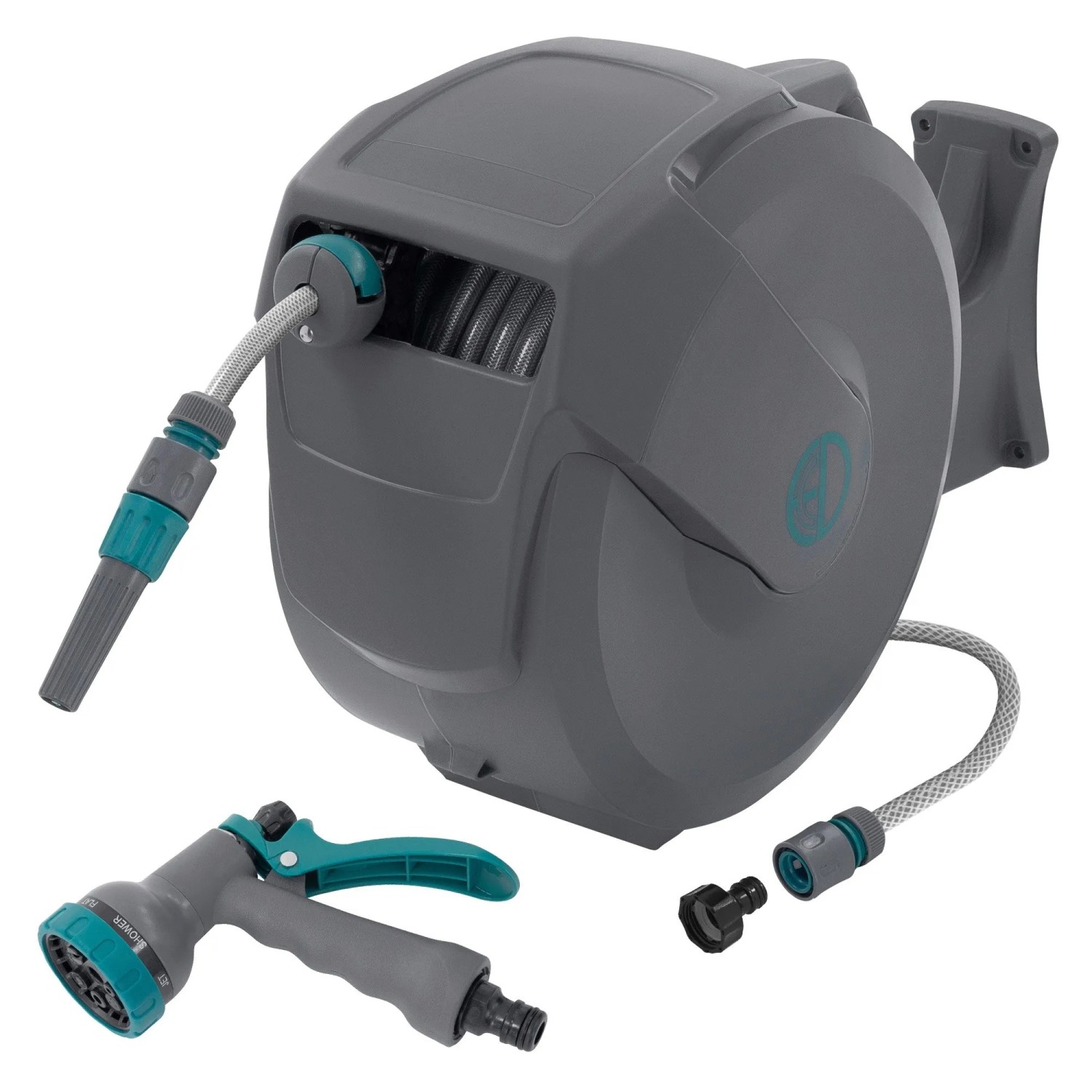 Ecd Germany Schlauchaufroller 30m Grau 180 Grad Schwenkbar Automatik