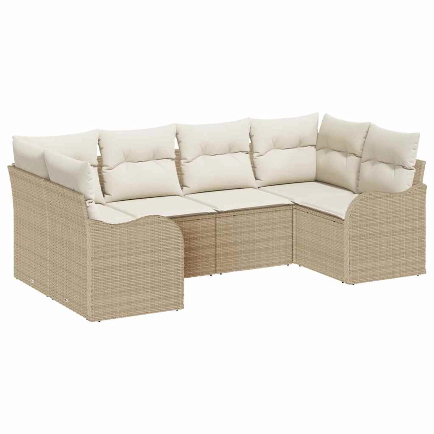 vidaXL Garten-Sofa-Set mit Kissen 6-Tlg Beige Weiß Poly Rattan 3354510 günstig online kaufen