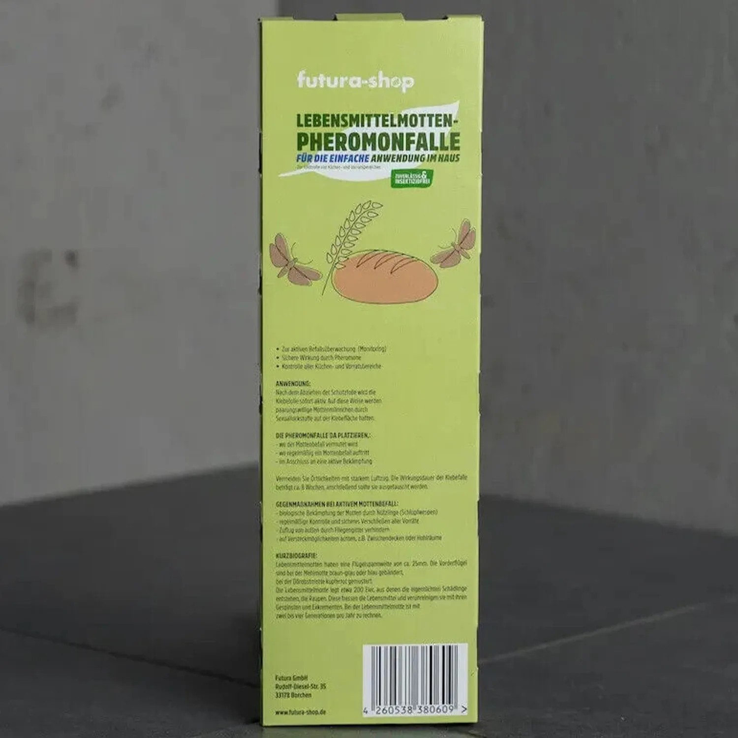 Futura-Shop Lebensmittelmotte Pheromonfalle mit 3 Klebeflächen zur Schädlingsbekämpfung.