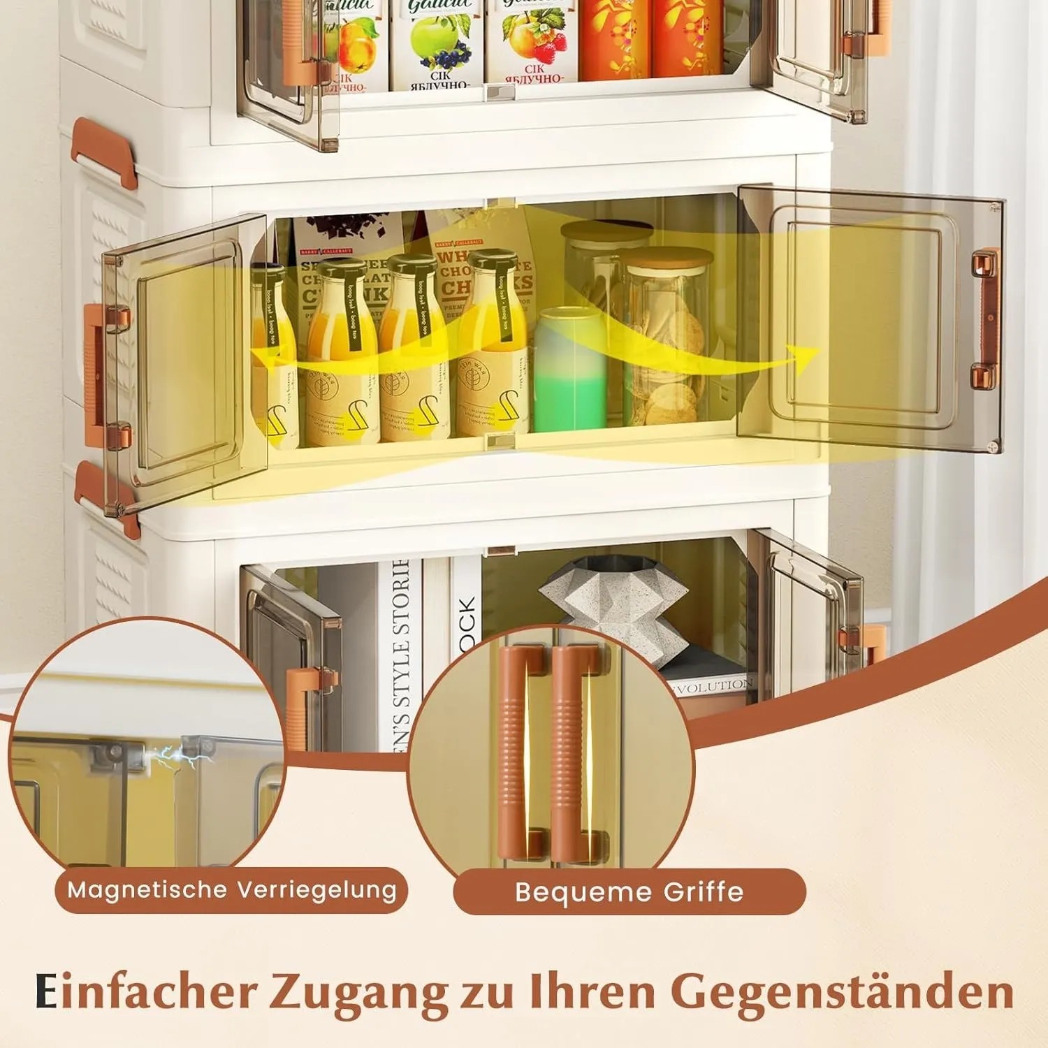 Costway Aufbewahrungsbox mit Deckel 19 L x 3 Stapelboxen Transparent_4