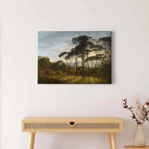 Bricoflor Leinwandbild Wald mit Bäumen in Grün/Hellblau, ein dekoratives Wandbild für Wohnräume.