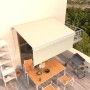 Cremefarbene vidaXL Markise manuell einziehbar mit Rollo auf Balkon, spendet Schatten. 3,5x2,5m.