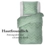 Bestlivings Renforce Bettwäsche in Mint mit Zickzackmuster, 135x200 cm & 80x80 cm.