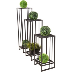 Garden Pleasure Pflanzständer-Set Teya, 3-teilig, schwarz, aus Stahl, für Pflanzen und Dekoration.