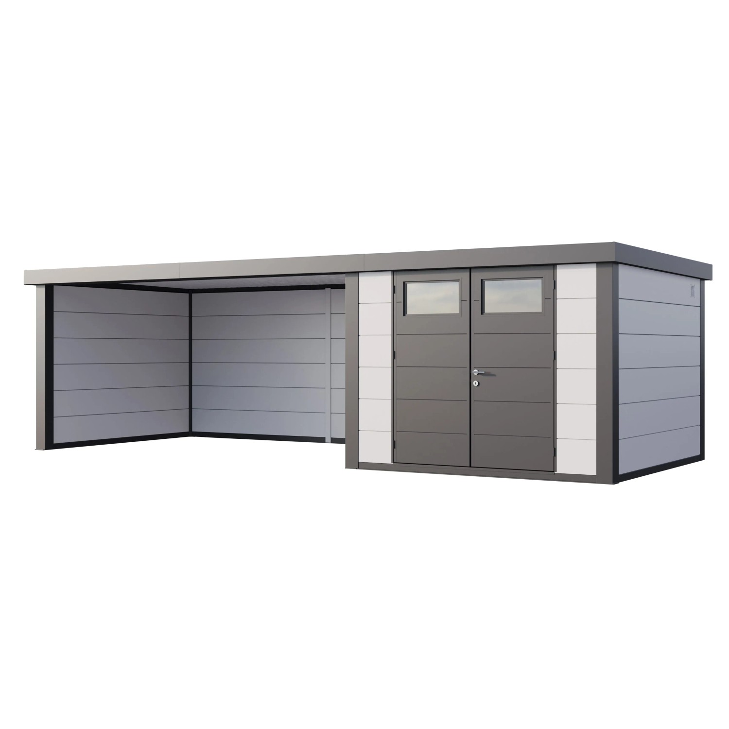 Gerätehaus Classico 3330 mit Lounge XL Links 792 cm x 298 cm Weiß günstig online kaufen