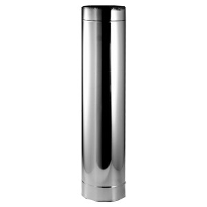 Doppelwandiges Schornstein-Längenelement, Ø 150 mm, 1000 mm lang, aus Edelstahl.