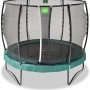 Grünes EXIT Allure Premium Trampolin Ø 305 cm mit Sicherheitsnetz für den Garten.
