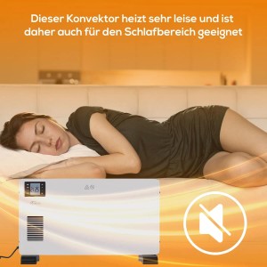 TroniTechnik Konvektor Heizgerät mit Thermostat im Schlafzimmer, leise Wärme für erholsamen Schlaf.