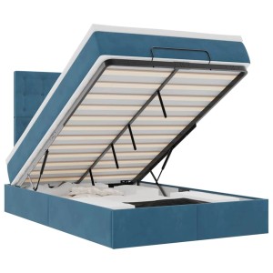 vidaXL Ottoman-Bett mit Matratzen Dunkelblau 120x200 cm Samt 3313611