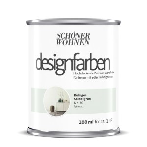 Dose Schöner Wohnen Designfarbe Ruhiges Salbeigrün, 100ml, für bunte Wandfarben.
