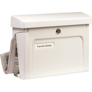 Weißer Burg-Wächter Kunststoff-Briefkasten Fehmarn mit Zeitungsfach.