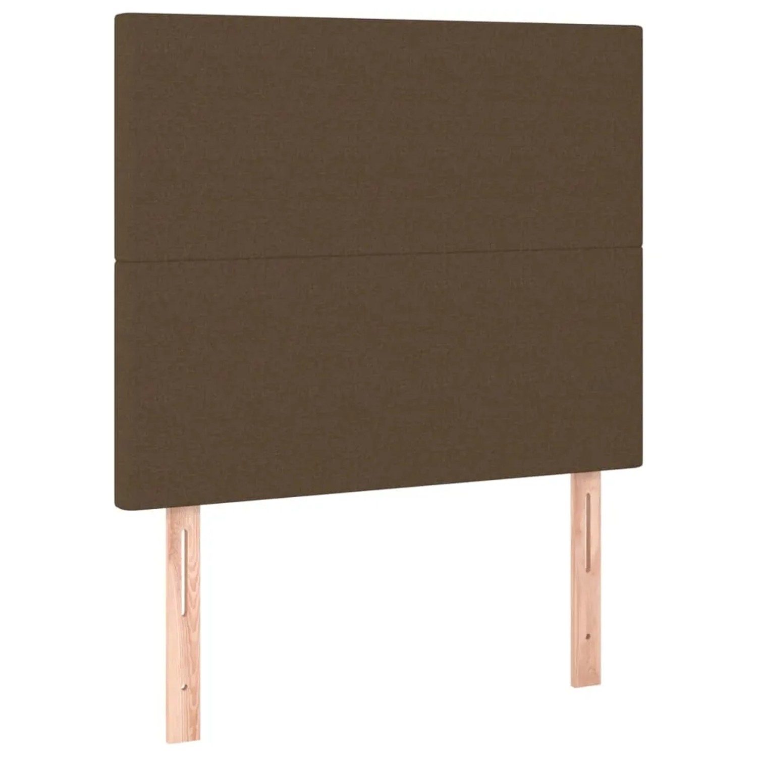 Boxspringbett dunkelbraun, 100x200 cm, Stoffbezug. Bett mit Kopfteil und Holzfüßen.
