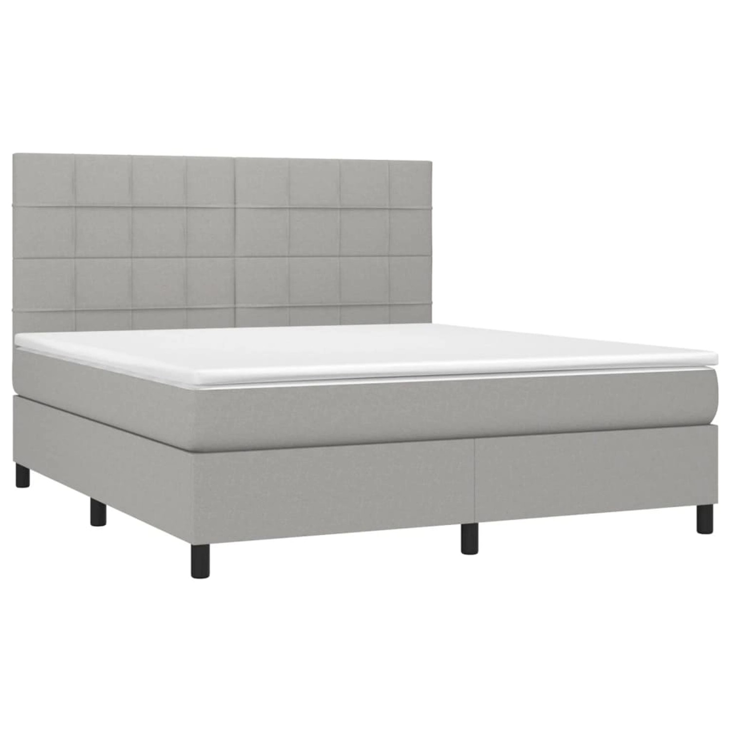 vidaXL Boxspringbett mit Matratze & LED Hellgrau 180x200 cm Stoff 3134893 günstig online kaufen