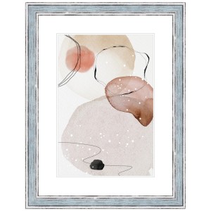 Blauer Vintage Bilderrahmen aus Holz, 10x10 cm, mit abstraktem Bild.