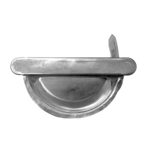 Rechtes, gebördeltes Rinnenendstück RG 75 aus Aluminium für die Dachrinne.