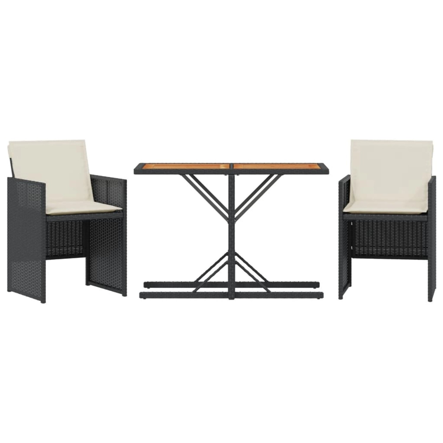 vidaXL 3-Tlg Bistro-Set mit Kissen Schwarz Poly Rattan 365068 günstig online kaufen