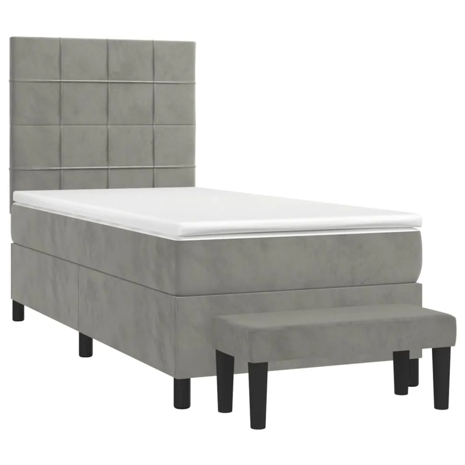 vidaXL Boxspringbett mit Matratze Hellgrau 90x190 cm Samt 3137815 günstig online kaufen
