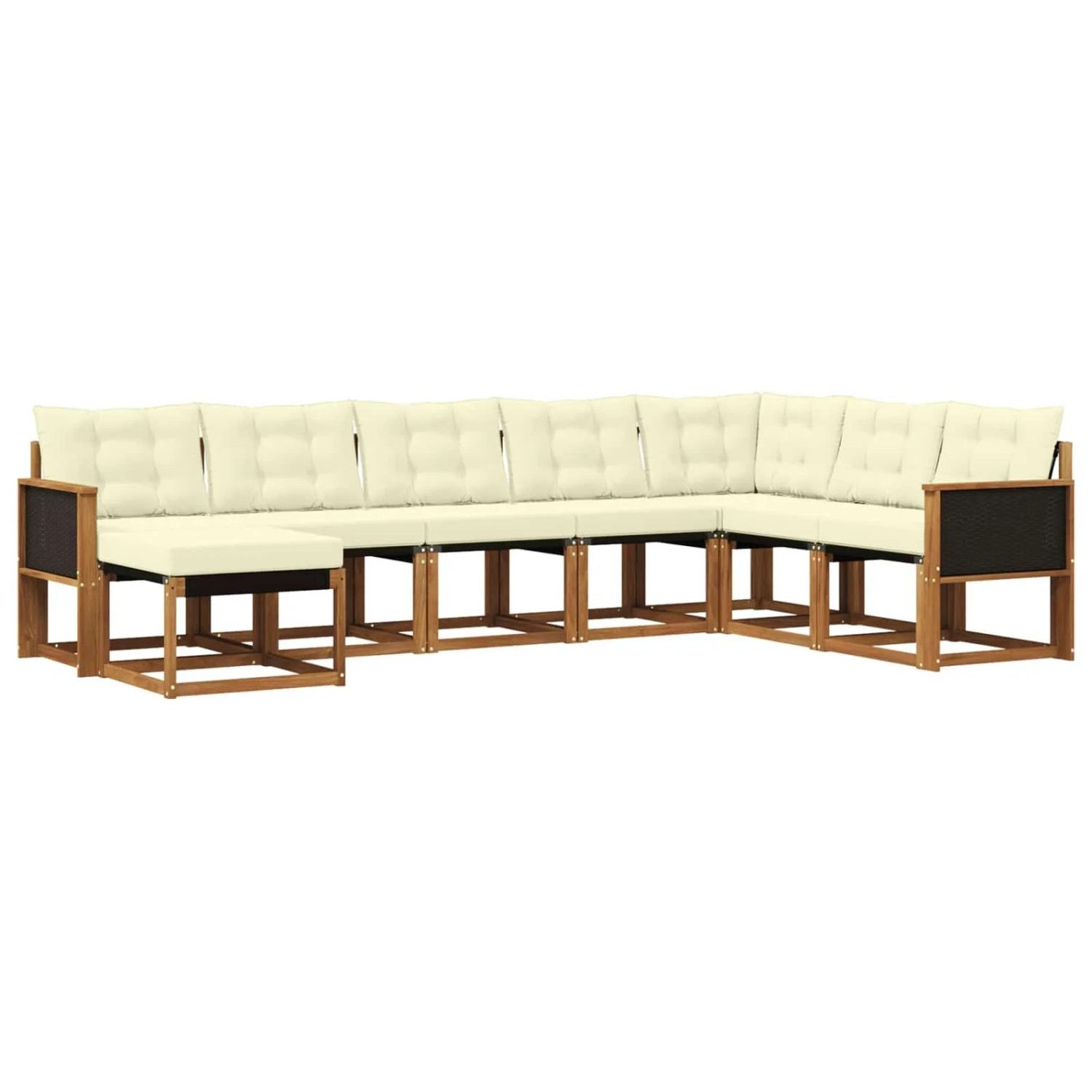 vidaXL Outdoor-Sofagarnitur mit Kissen 8 Stk Natur und Creme 3382134