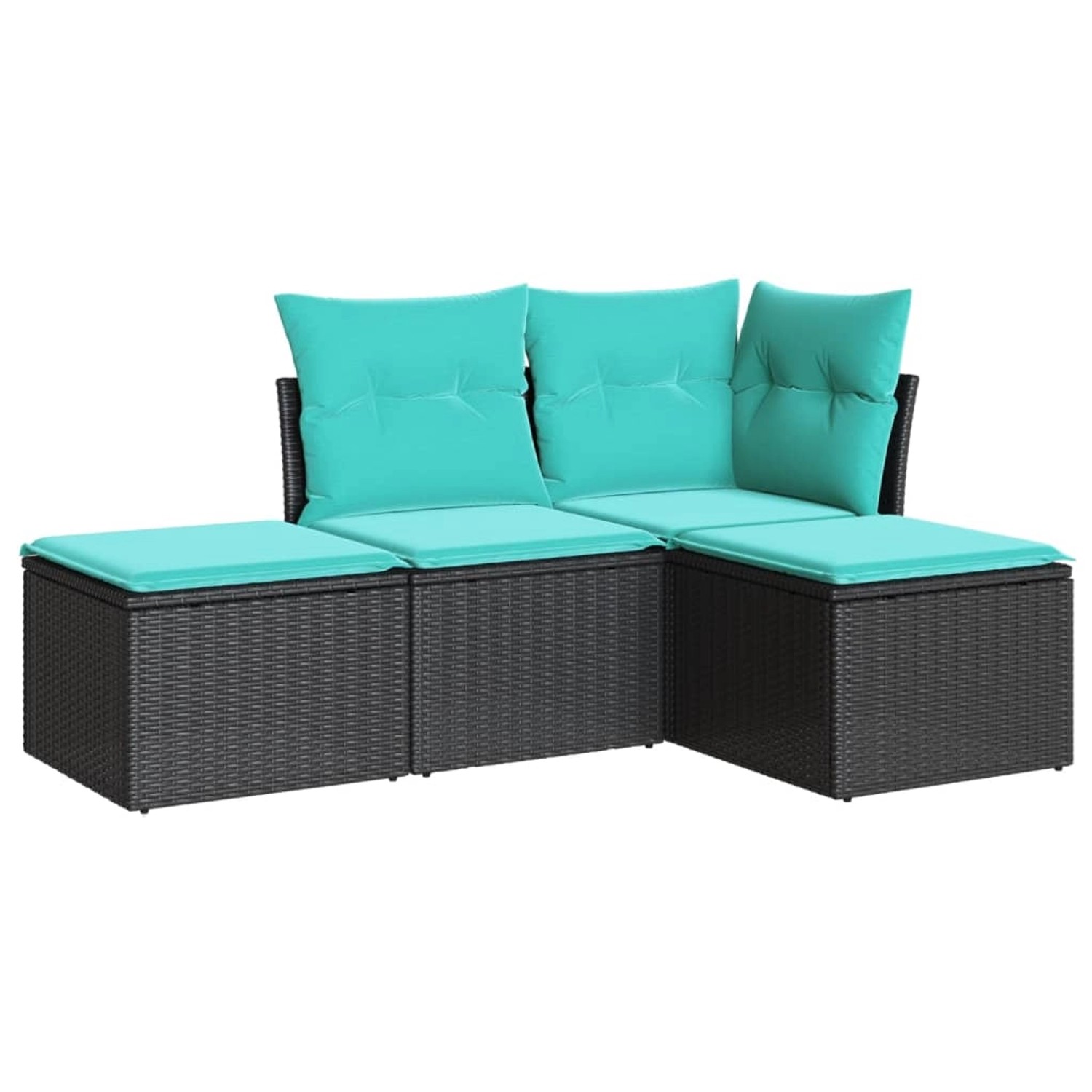 vidaXL 4-Tlg Garten-Sofagarnitur mit Kissen Schwarz Poly Rattan 3217477 günstig online kaufen