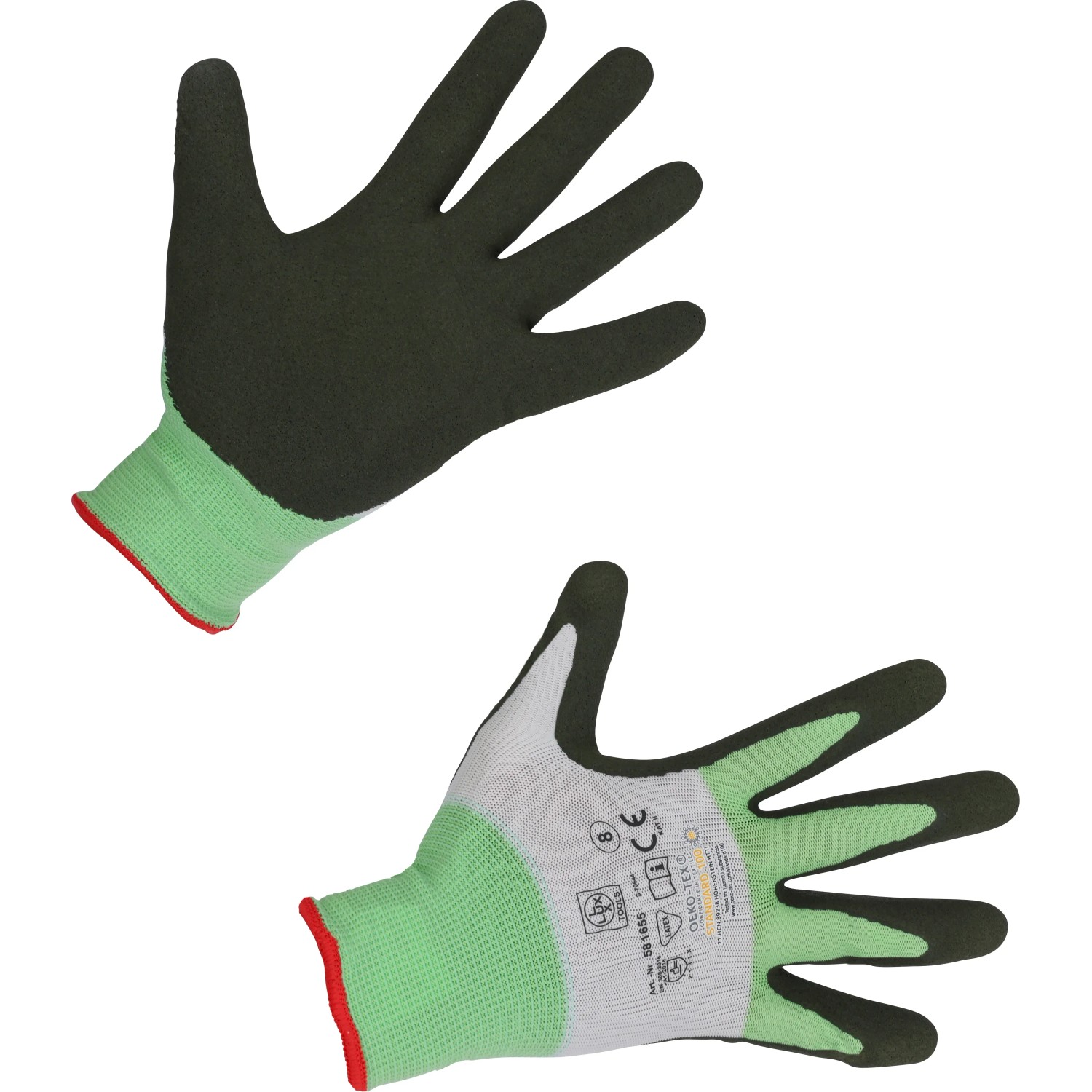 LUX Arbeitshandschuhe Eco Gr. 10, grün/schwarz, für Montagearbeiten & Werkzeugführung.