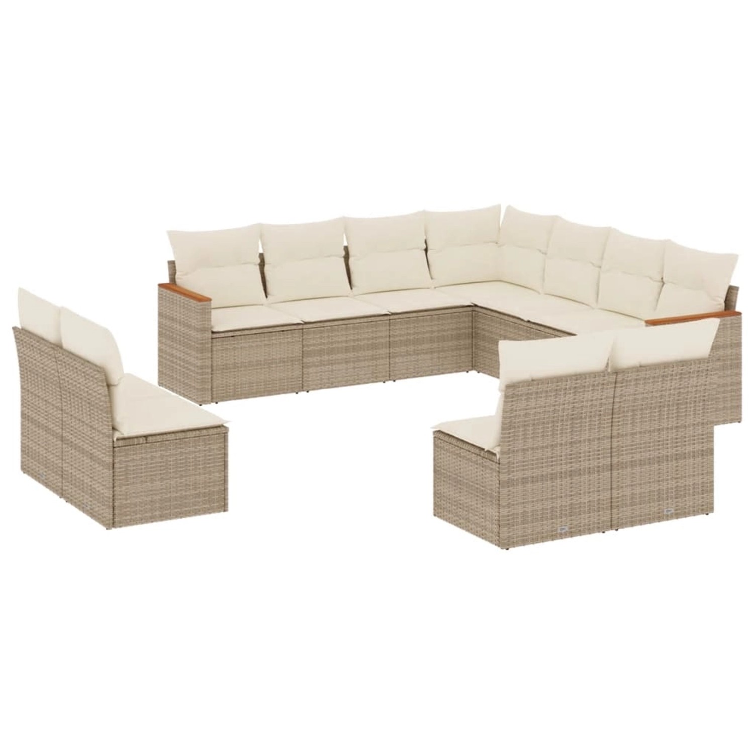 vidaXL 11-Tlg Garten-Sofagarnitur mit Kissen Beige Poly Rattan 3226086 günstig online kaufen