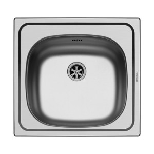 Pyramis Einbaubecken E 33 aus Edelstahl, 46,5x43,5cm, mit Stopfenventil. Küchenspüle für den Einbau.